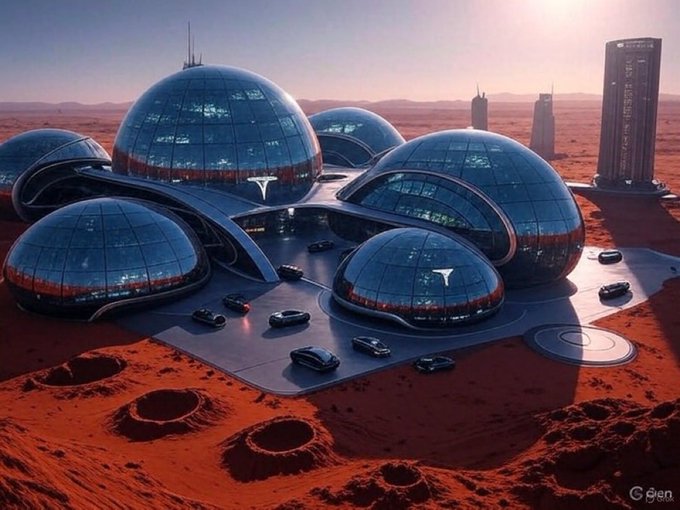 Glass habitat domes on the Martian surface
